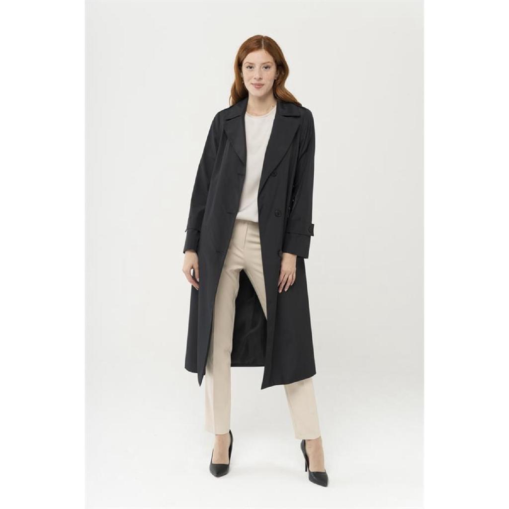 Zippered Pocket Epaulette Detailed Trench Coat Brown 4283