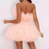Chest-topper Mesh Style Bow Pompadour Dress Woman