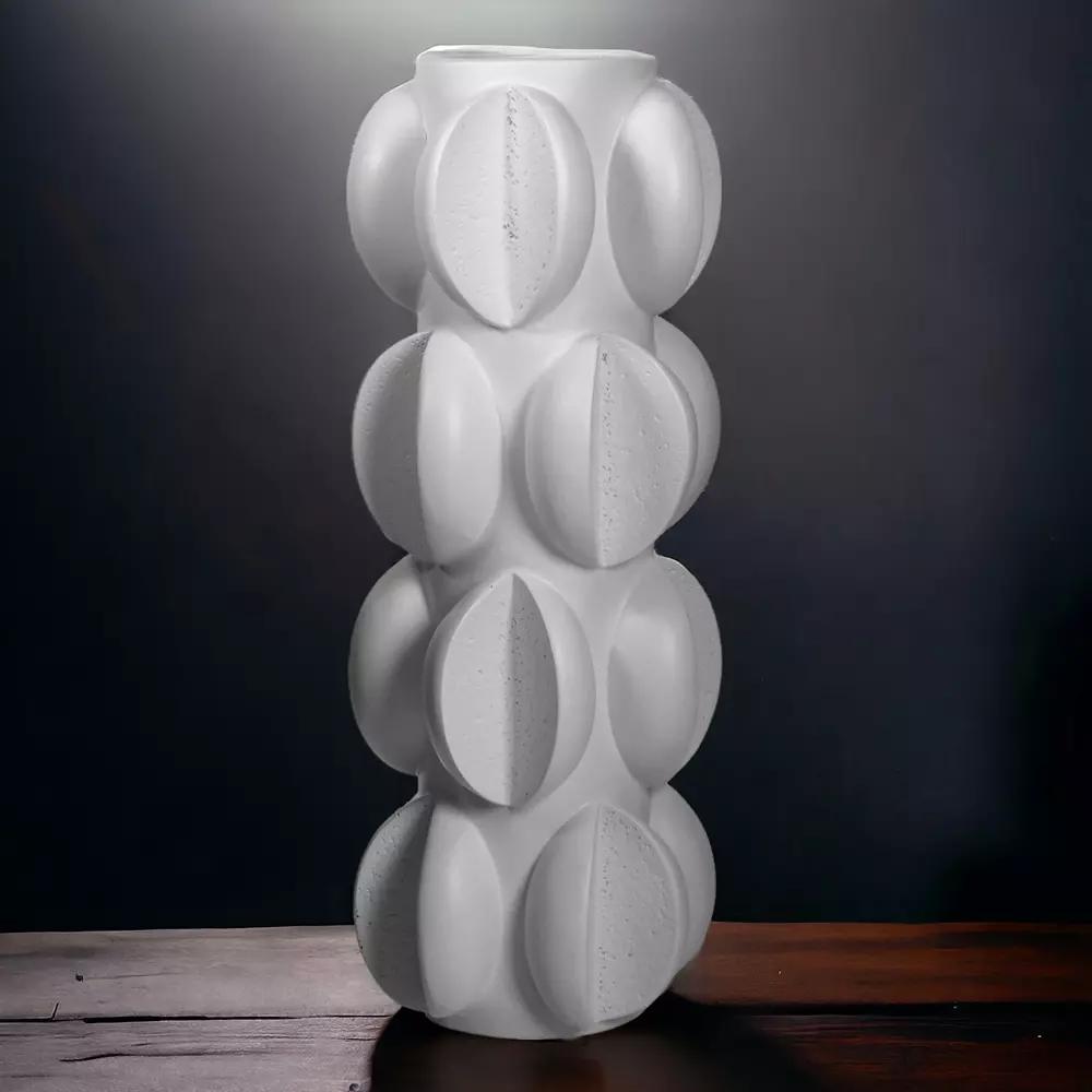 Tall Decorative Vase, White Matte - 37cm