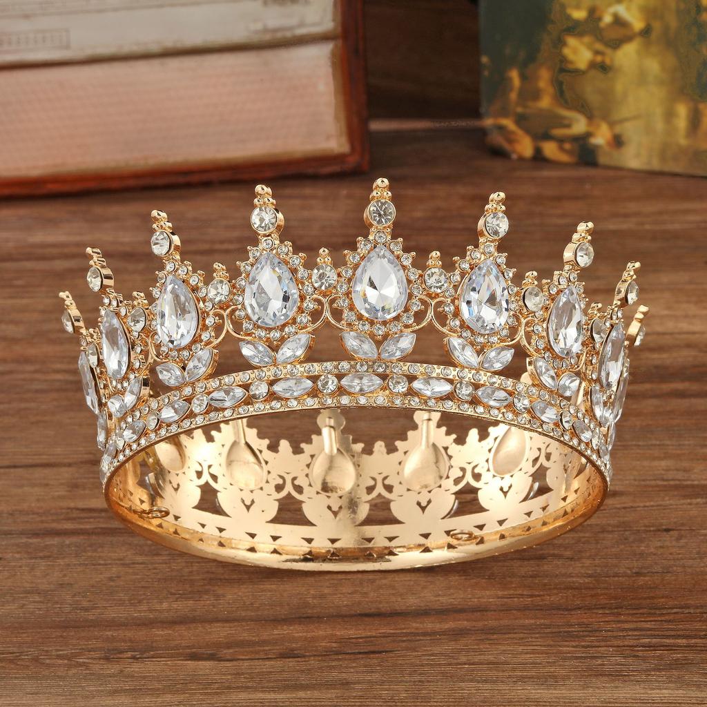 New Bridal Crown Headpiece - Exquisite High-end Wedding Birthday Party and Cake Decoration - Bridal Hair Accessory - Round Crown Tiara