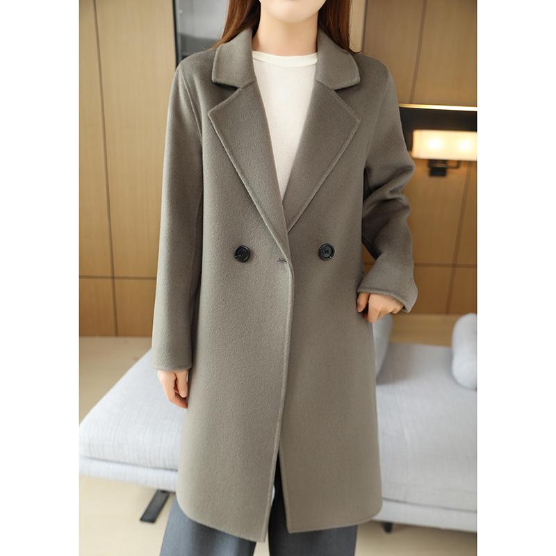 

Женское шерстяное пальто премиум-класса, длинное, приталенного силуэта, с лацканами пиджачного типа - 100% шерсть, модное для осени и зимы. S (90-105 jin)