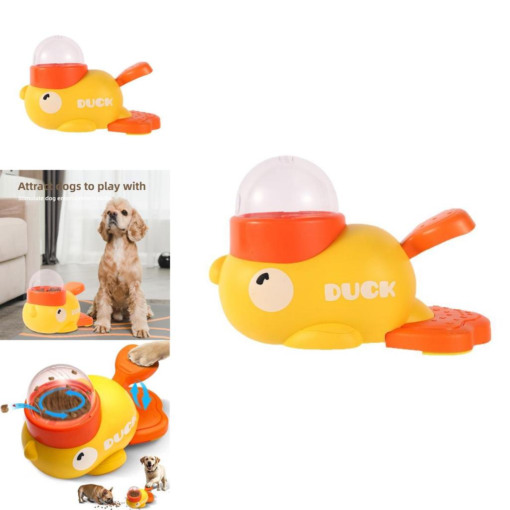 Small Yellow Duck Pet Interactive Toy Feeder For Cats And Dogs
