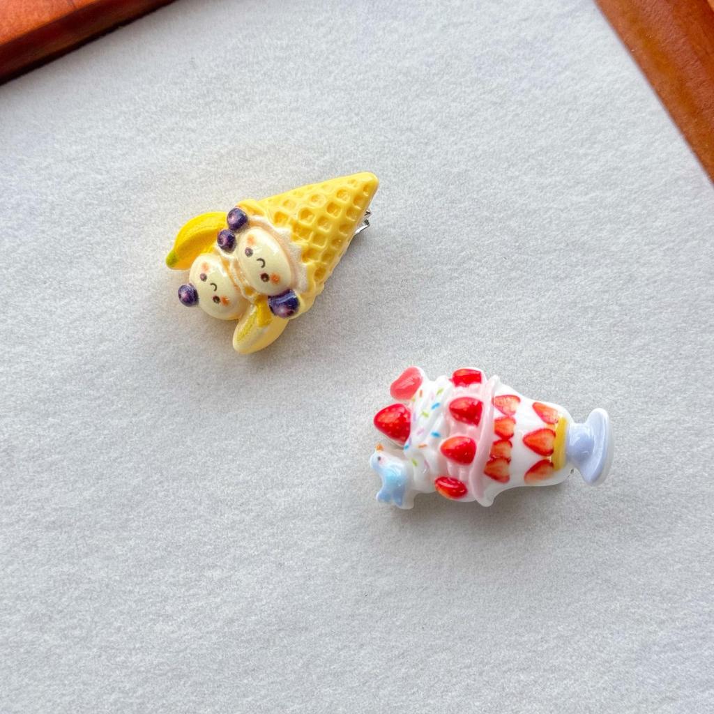Summer Cute Ice Cream Hair Clip for Ponytails and Flyaways - Sweet Girl Side Bangs Accessory