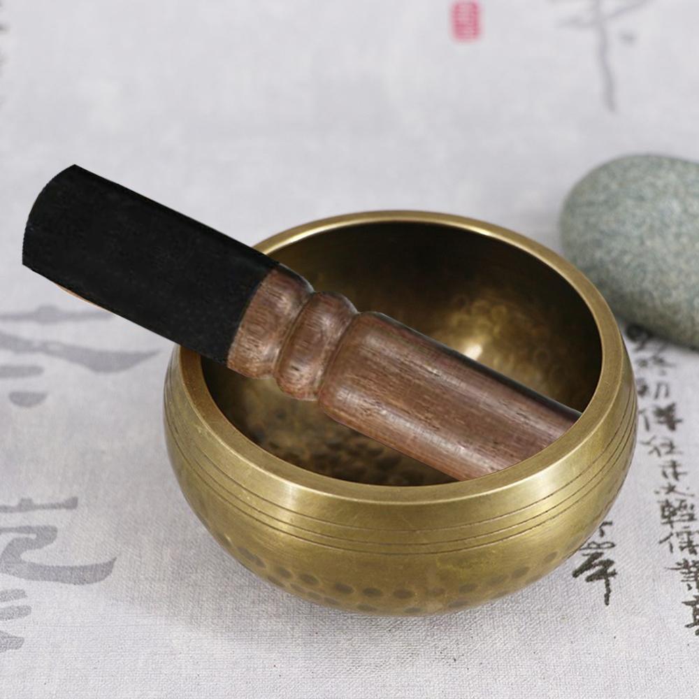 Tibetan Buddhist Singing Bowl Buddha Sound Bowl Musical Instrument for Meditation with Stick Home Decoration