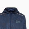 Emporio Armani EA7 SS24 Letter Logo Printed Hooded Zip-Up Long Sleeve Jacket Men Jackets Navy-Blue 3DPB02-PNFHZ-1554