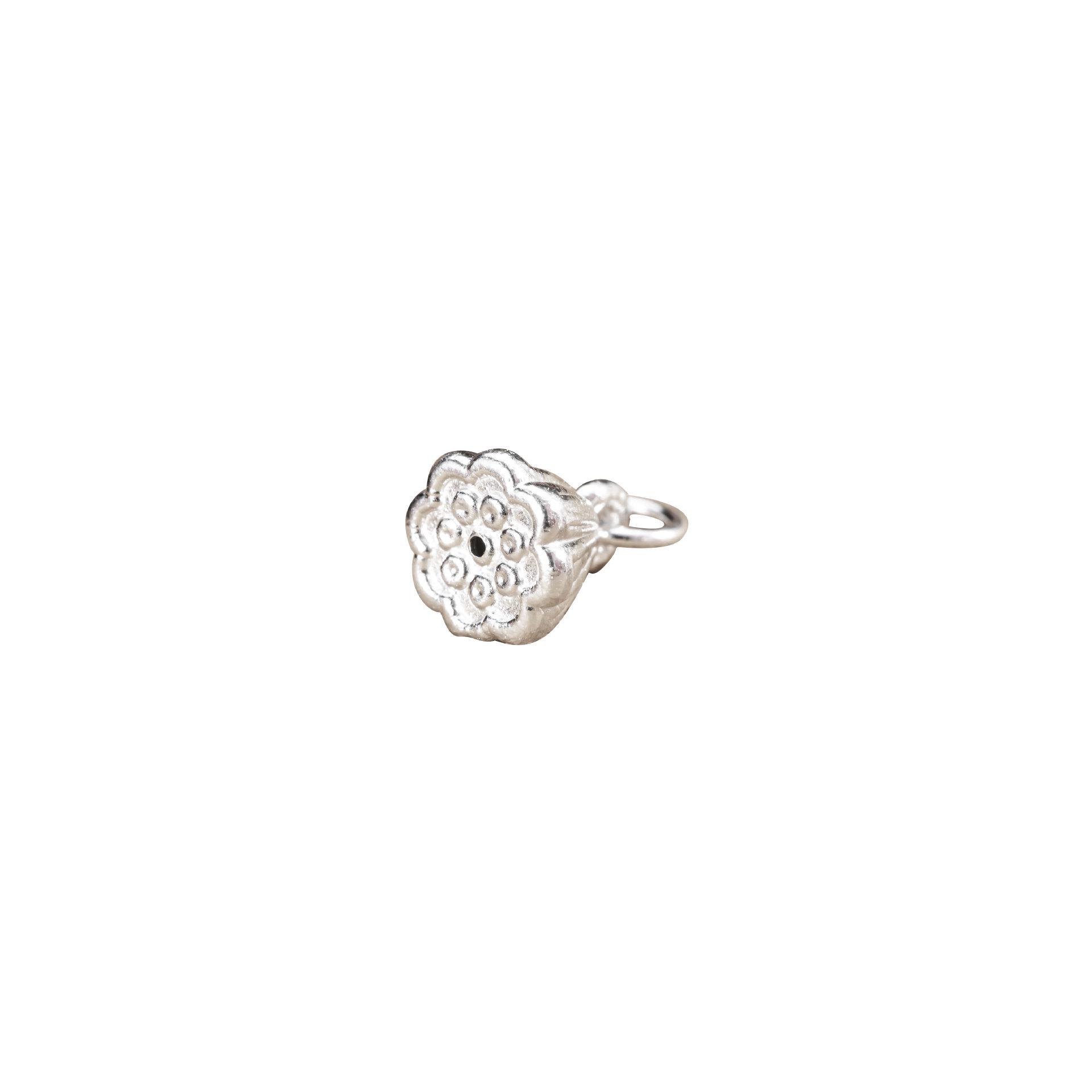 999 Sterling Silver Lotus Flower & Seed Pod Pendant Beaded Bracelet - Joyful DIY Jewelry Accessory
