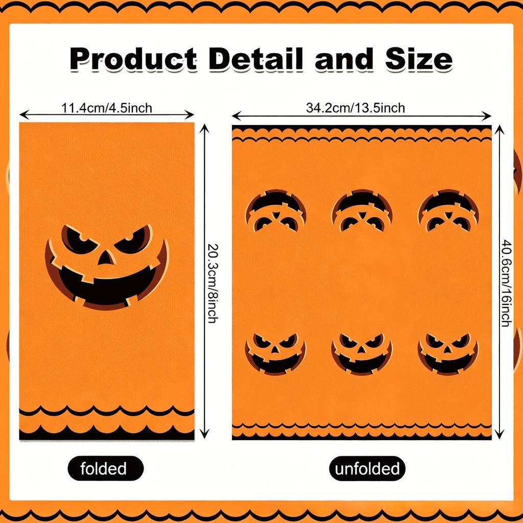 20/40/60pcs Halloween Long Tissue Festival Party Decoration Napkins Pumpkin Face Decoration Disposable Tissue