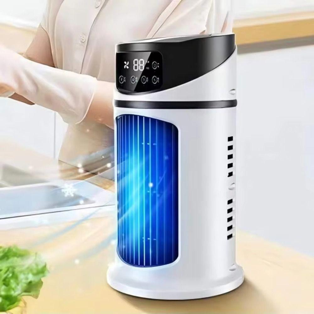 Compact Design Air Cooler Fan Water Mist Atomization Low-Noise Operation Portable Air Conditioner Dual Fan Heads for 5V/2A