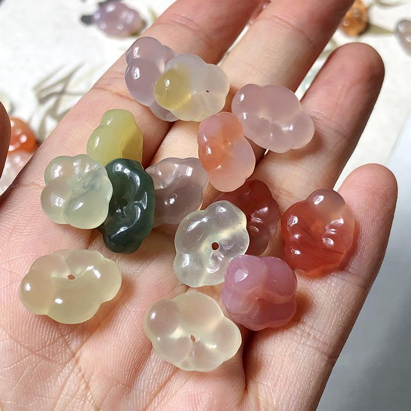 Natural Yanyuan Agate Ruyi Lock - Auspicious Cloud Pendant DIY Accessory