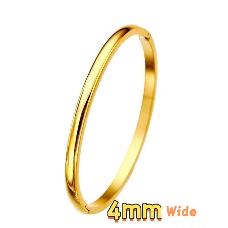 Punk Gold Color Bangles For Women Men Trendy Stainless Steel No-Fading Bracelets Bohemian Fashion Jewelry Accessories Gift