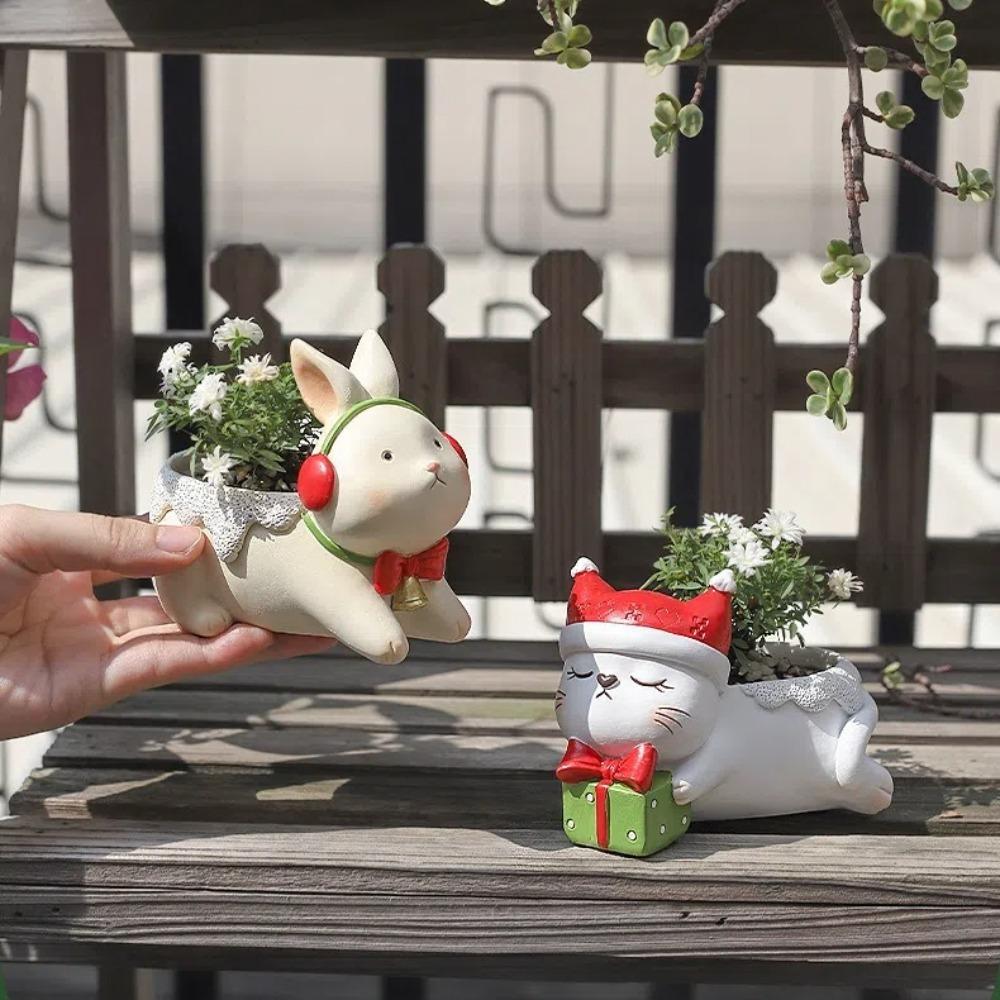 Bunny Reindeer Succulent Planter Resin Animals Flowerpot Cute Succulents Plants Pots Home
