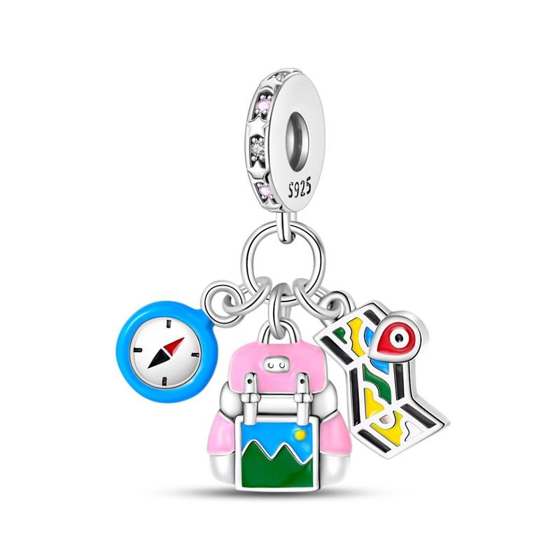 Radiant Copper Camera Airplane & Suitcase Dangle Charm Fit Original Bracelet Adventure Car Charm For Girls Fine Jewelry Gift