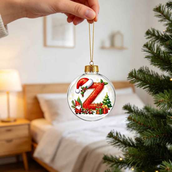 Indoor Outdoor Xmas Hanging Ornaments 26?Letter Acrylic Christmas Ball Ornament, 3D Crystal Style Alphabet Gift Ideas for Family Pendant, Tree Home
