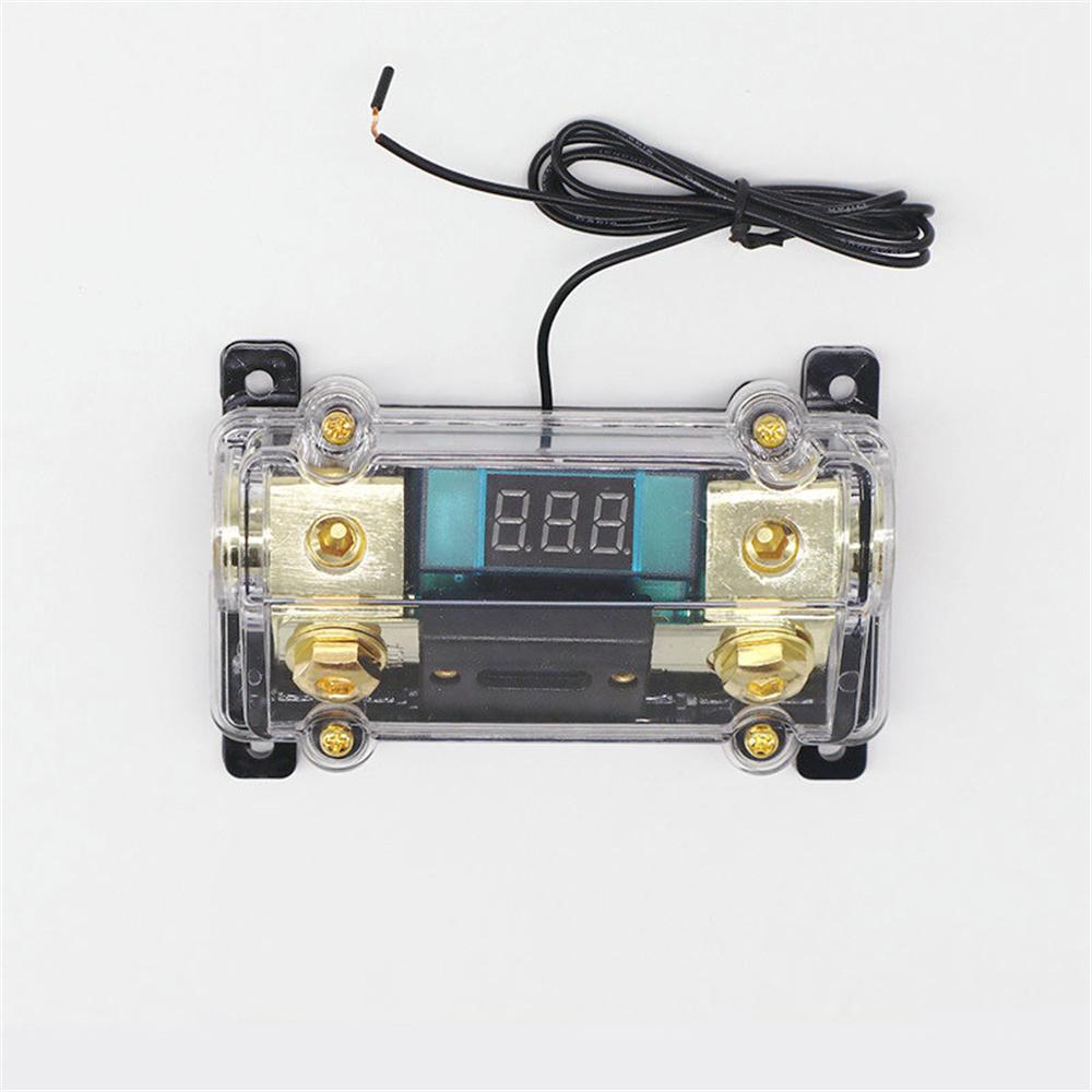 100A 2-Way Car AGU Audio Fuses Holder Distribution Block w/ Voltage LED Display