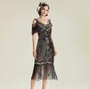 Women's 1920s Gatsby Flapper Dress, Vintage Sequin Fringe V-Neck Cocktail Party Dress
