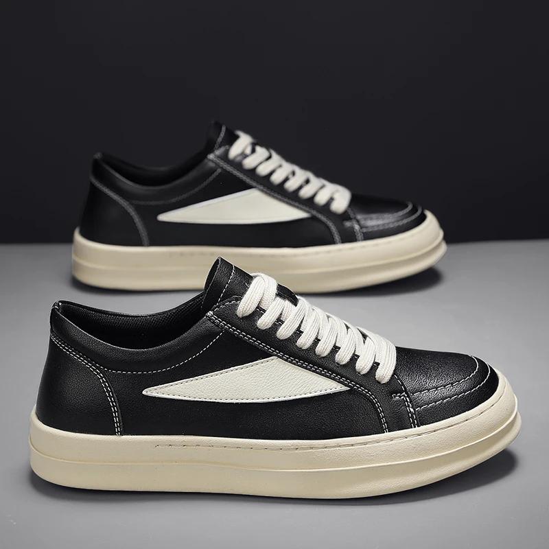 New Men's Casual Leather Versatile Sneakers High Quality Outdoor Non-Slip Board Shoes Classic Fashion Flat Designer Shoes