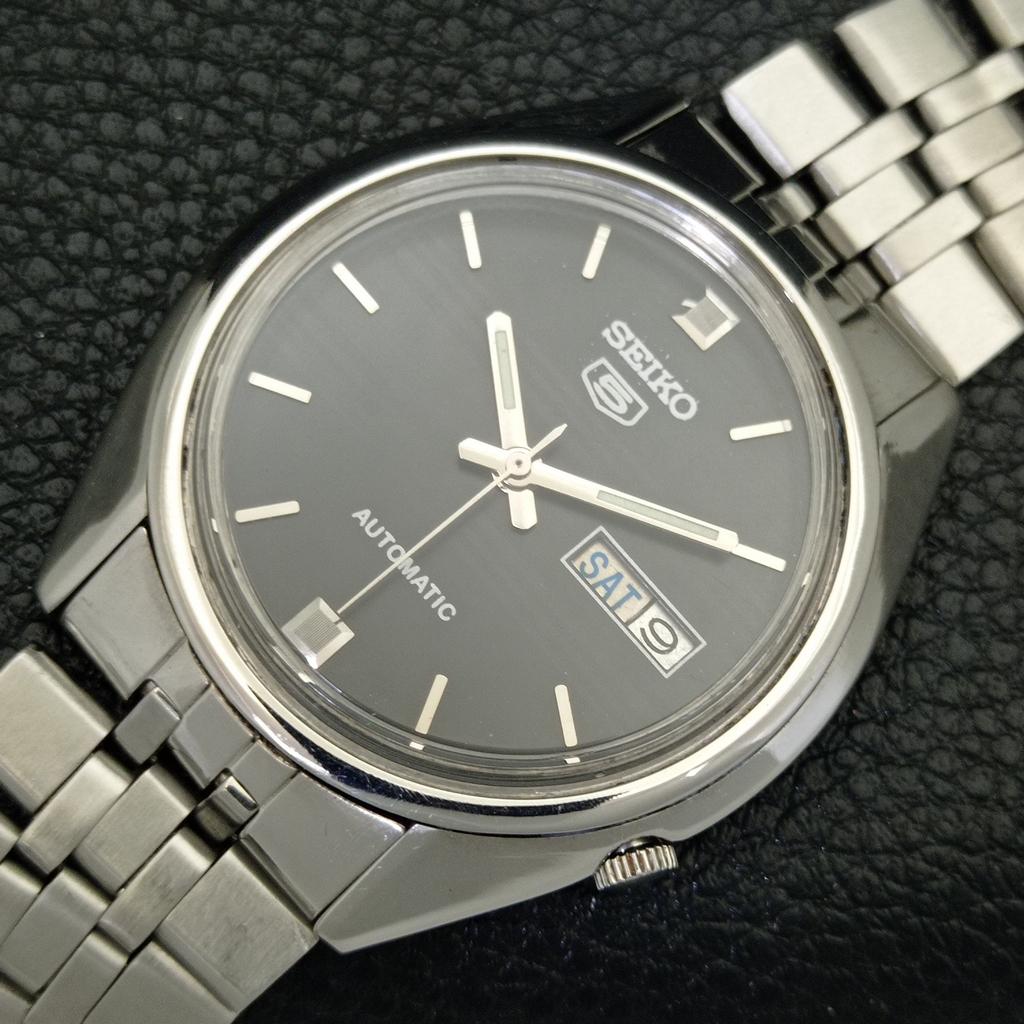 GENUINE VINTAGE SEIKO 5 AUTOMATIC JAPAN 7009A MENS BLACK DIAL WATCH A702430-5 R124-a702430