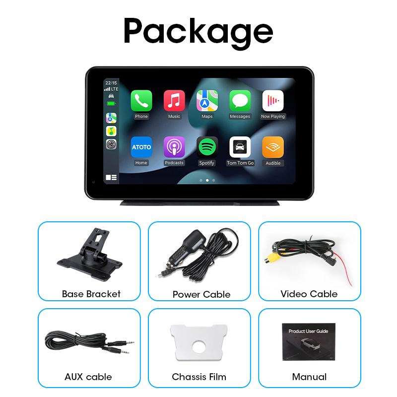 7 Inch CarPlay Android Auto Car Radio Multimedia Video Player Portable Touch Screen Rear View Camera AUX For Kia Toyota VW Ford
