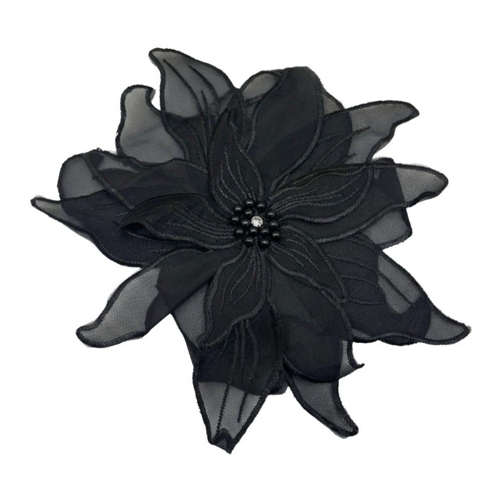 

Elegant Embroidery Patches Lace Handmade Pearl Flower Patches Pearl Embellished Black/White DIY Sewing Accessories