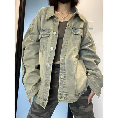 Hong Kong Flavor Retro Denim Women Spring and Fall Niche High Street Loose Versatile Jacket Top Ins Tide Plus Size
