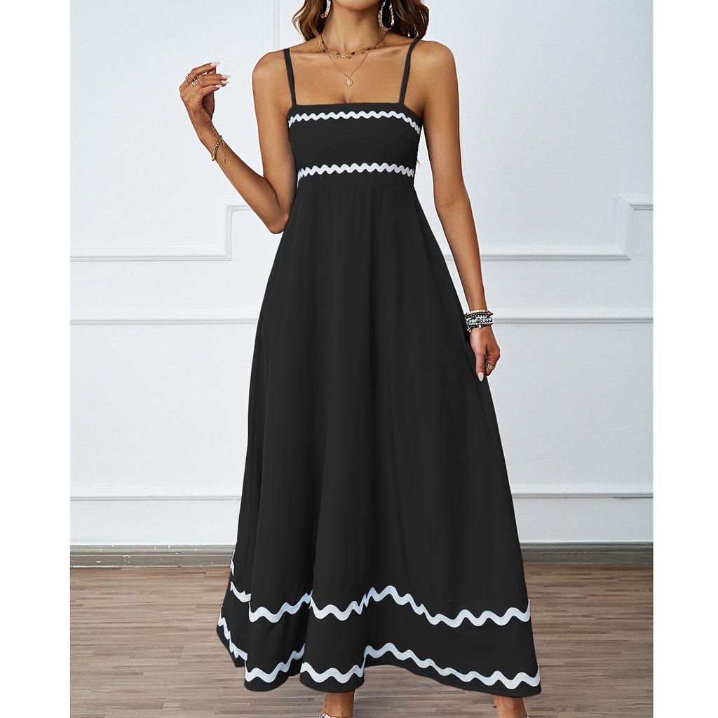 Women's Loose Color Lace Patchwork Suspender Strapless Oversized Dress Oversized Dress