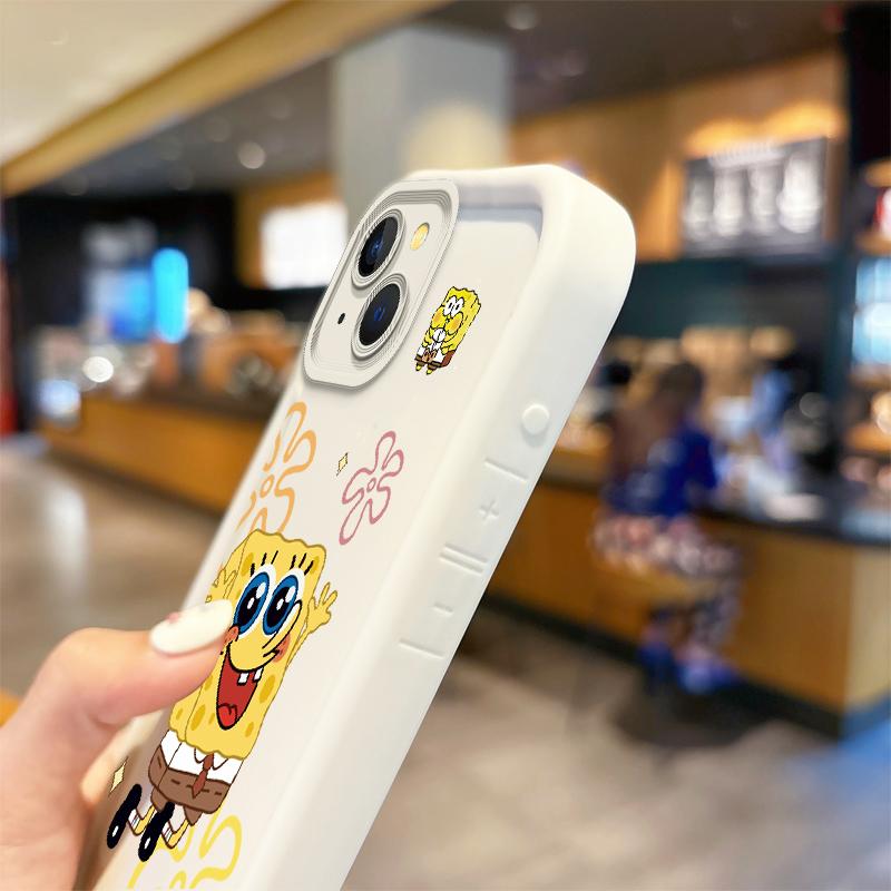 Cartoon SpongeBob Dustproof Phone Case For iPhone 15 14 13 12 11 Pro Max 15 14 8 7 6 Plus X XS Max 8 7 6 Silicone Non-Slip Cover