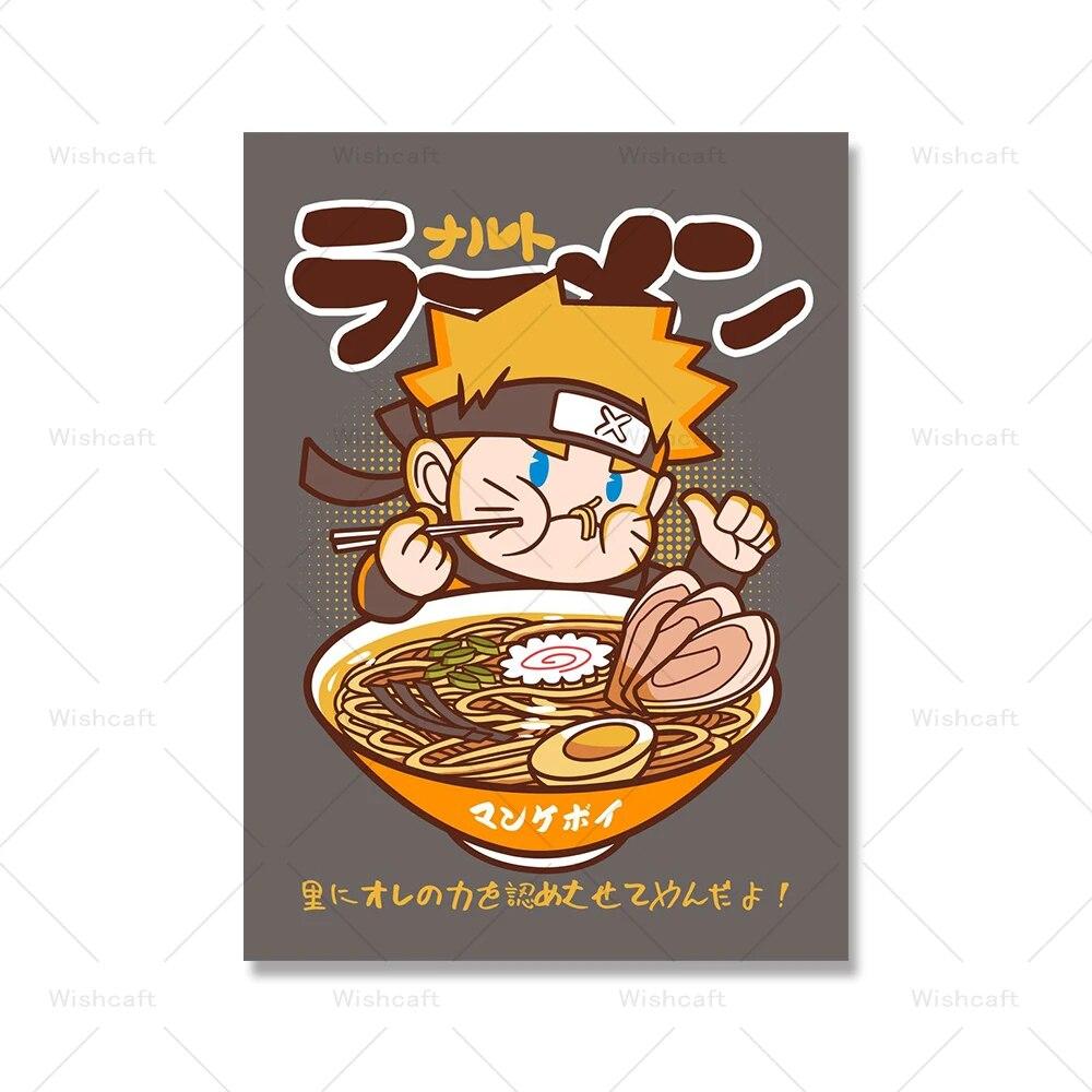 Japanese Anime Cartoon Character Ramen Food Wall Art Prints Funny Noodles Poster Kitchen Art Canvas Painting Pictures Home Decor No Frame