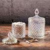 Europäisches Retro-Glas-Aufbewahrungsglas mit Deckel, Transparenter Goldener Schmuck- & Wattestäbchenhalter, Süßigkeiten- & Make-up-Pinsel-Organizer