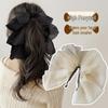 French Multi-layer Bow Banana Clip for Women: Vertical Ponytail Hair Accessory
