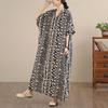 DIMANAF New 2026 Women Plus Size Spring Summer Beach Vintage Long Dress Loose Oversize Maxi Floral Print Black