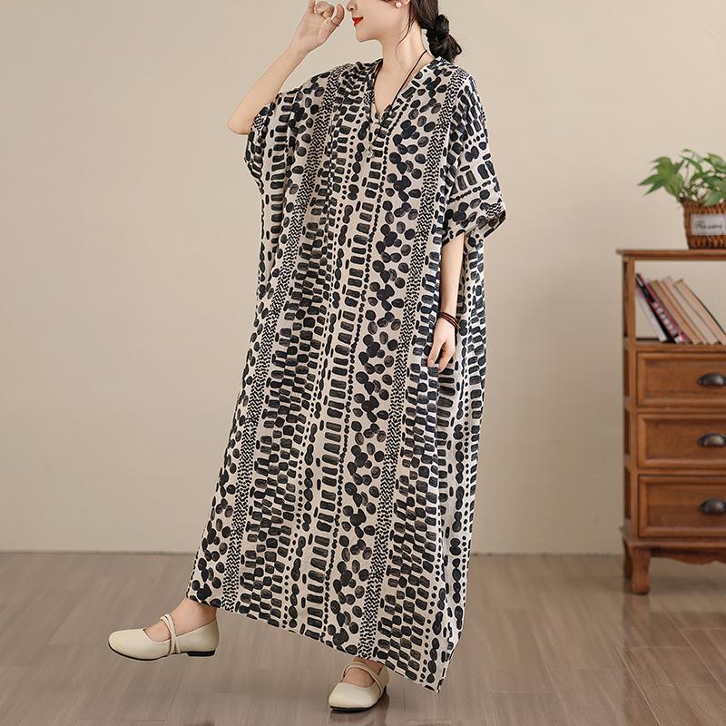 DIMANAF New 2026 Women Plus Size Spring Summer Beach Vintage Long Dress Loose Oversize Maxi Floral Print Black