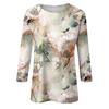 Women's Fashion Casual Round Neck Three Quarter Sleeve Printed T-Shirt Top