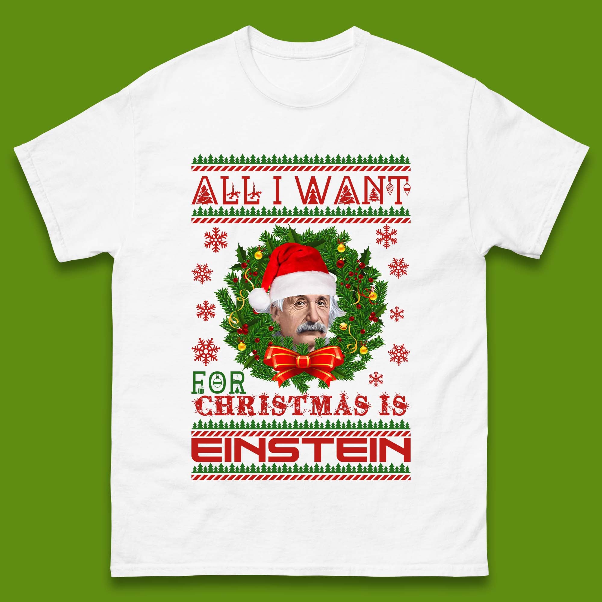 Want Einstein For Christmas Mens T-Shirt Womens Tops Tees 3XL