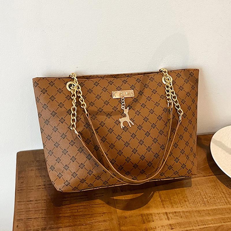 Women's Large Capacity Tote Bag Design Handbag Trendy Shoulder Purse with Printing Pattern for Shopping