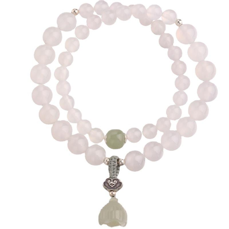 Shopkeeper's Recommendation Design s9Silver-white agate natural Hetian jade bracelet for women, trendy and fashionable for commuting