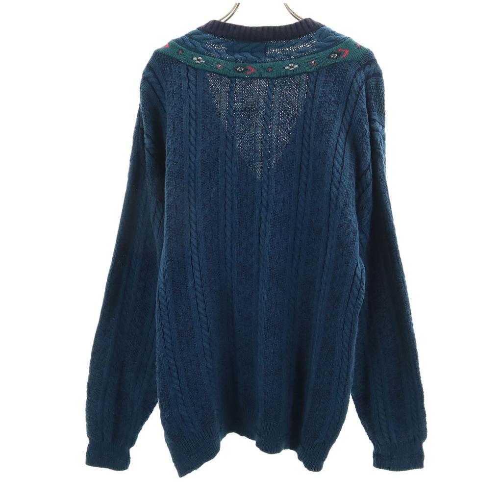 Woolrich 80s Vintage Made In USA Nordic Pattern Long Sleeve V Neck Sweater Men's Used