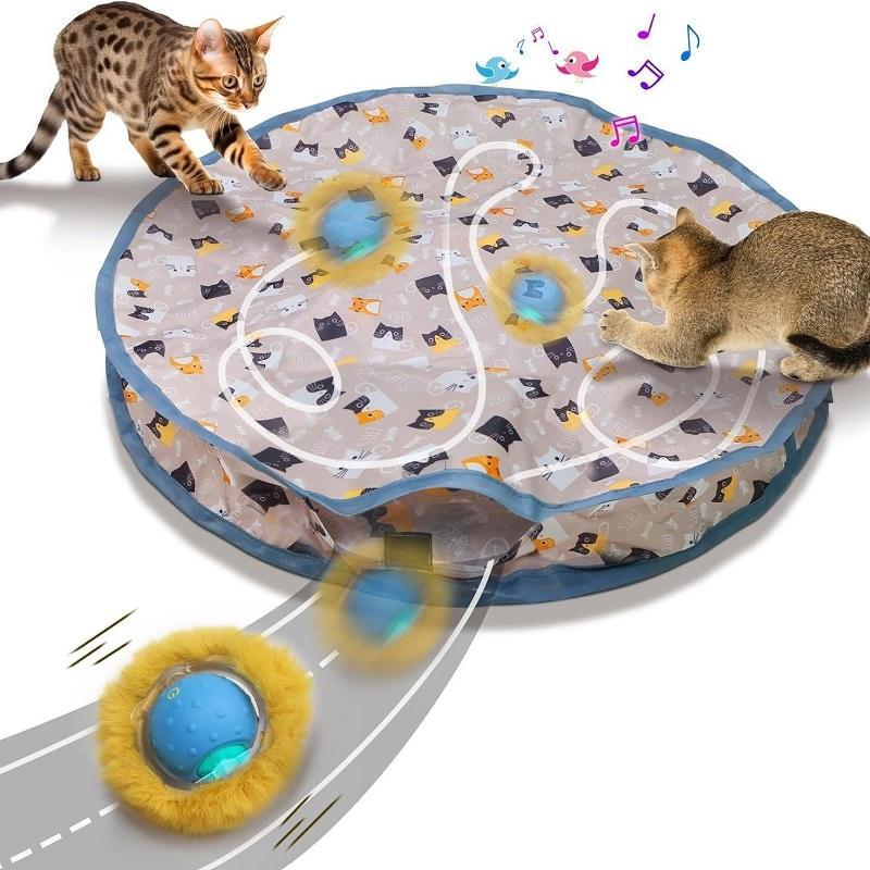 Interactive Toys for Cats, Ball To Roll Quickly in The Pouch, Toy for Kitten Hide-and-seek, Interactive Toy Activated By Movement for The Interior