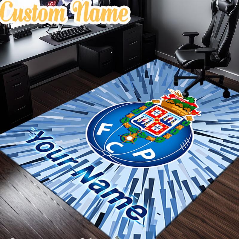 Custom Name Fc Porto Crest Design Rug, Office Rug, Chair Rug, Carpet for Living Rooms, Doormat Game Rug Home Decor Christmas Gifts