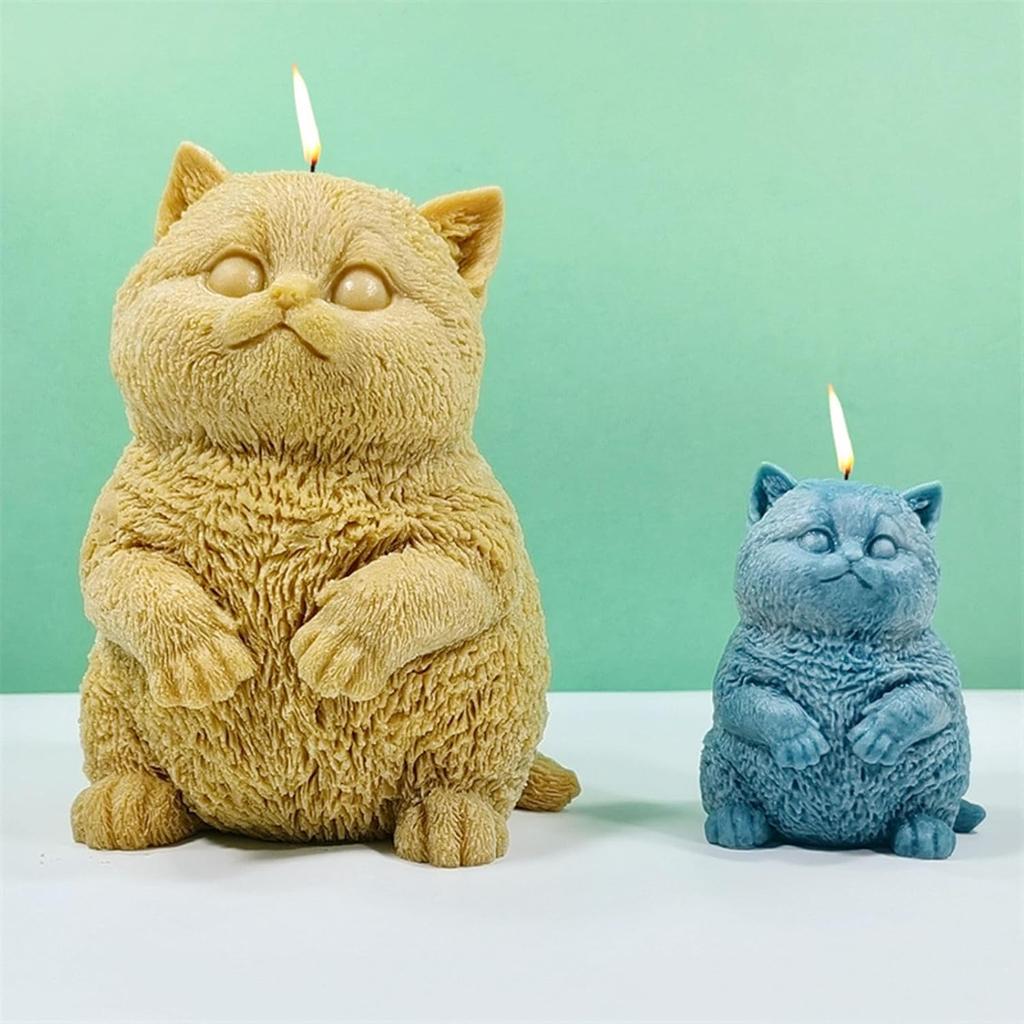 Fat Cat Candle Mold Animal Epoxy Resin Mold 3D Cat Silicone Mold for Fondant, Soy Wax Candle, Soap, Plaster, Epoxy Resin Casting, DIY Crafts (S)
