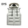 Men Waistcoat Stand Collar Hooded Sleeveless Zipper Placket Down Cotton Vest with Pockets Solid Color Thickened Vest Jacket