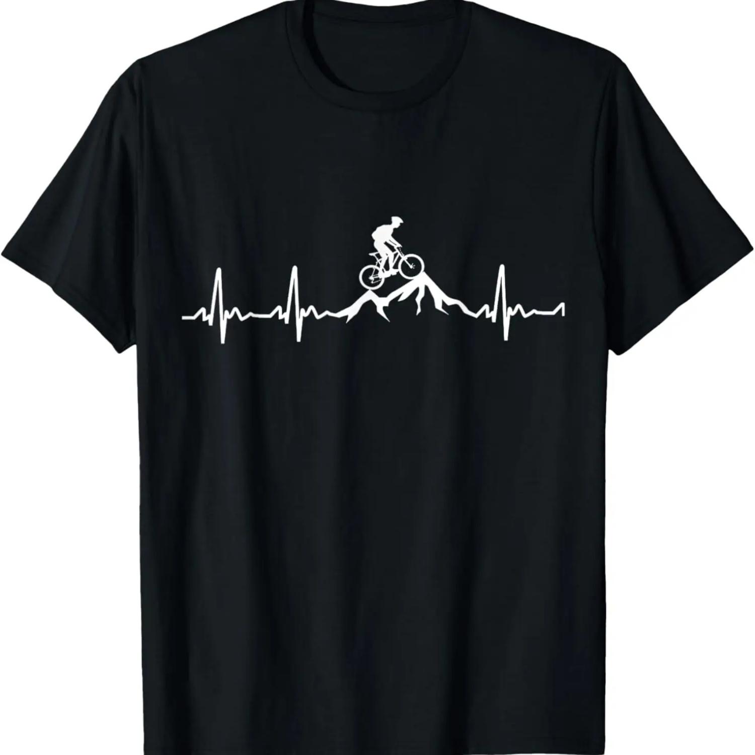 Biker Heartbeat MTB Trail Cycling Downhill Mountain Biking T-Shirt S