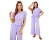 Light Purple Women's Viscose Set | Pleated Blouse + Trousers