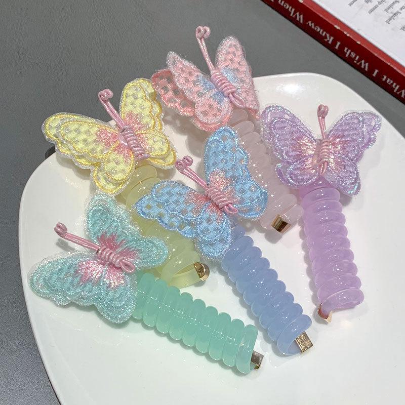 Children's Fairy Butterfly Telephone Cord Hair Tie - Sweet, Cartoon-Style Braiding Accessory