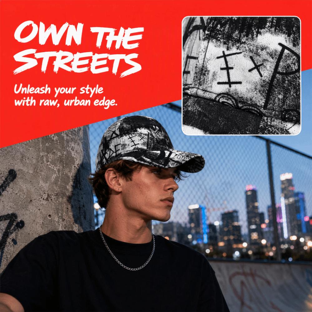 Adjustable Baseball Cap Graffiti Print Hip Hop Hat Casual Sun Hat for Women