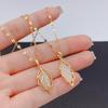 Cat's Eye Leaf Elegant Korean Clavicle Necklace for Women
