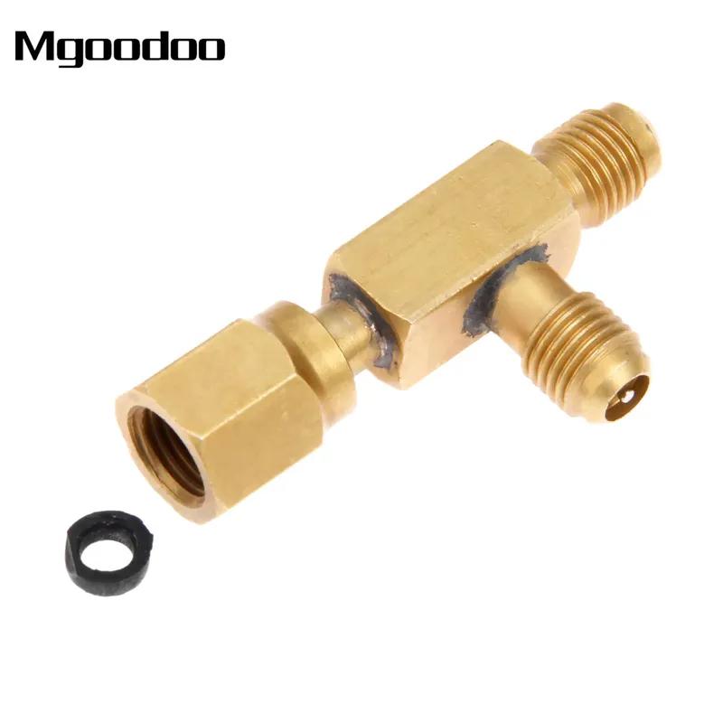 

Mgoodoo Brass Tee Adapter Converter 1/4 Male And Female SAE Flare Swivel Connector W/ Valves Core Air-conditioning tallation