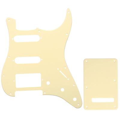 Musiclily SSH 11-Hole USA/Mexico Stratocaster Pickguard and Backplate Set, 1-Ply Cream