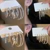 3 Pairs Different Size Crystal Earrings Full Shiny Rhinestone Jewelry Gifts Hoop Earrings  Women