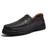 Embossed Crocodile Pattern Large Size Foot Cover Business Casual Men's Shoes First Layer Cowhide Leather Shoes Medium and Old Loafers
