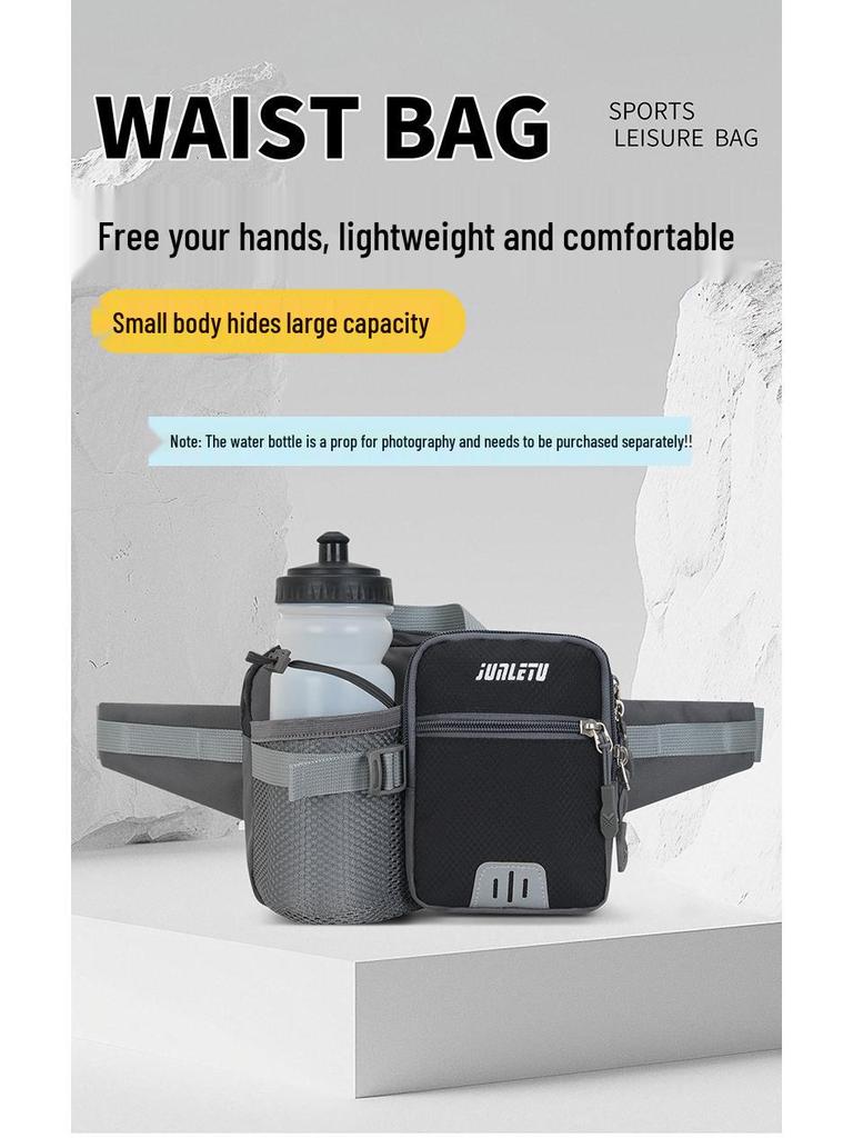 New Large Capacity Fitness Waist Pack with Water Bottle & Phone Holder for Outdoor Sports and Travel